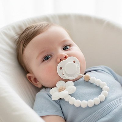 Attache tetine blanc