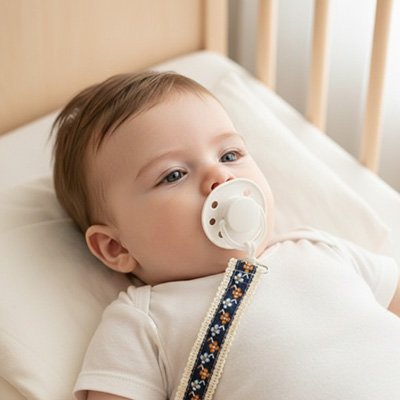 bébé avec Attache tetine 