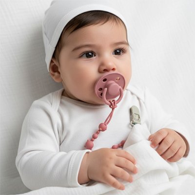 bébé avec Attache tetine 