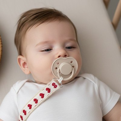 bébé avecAttache tetine cœur