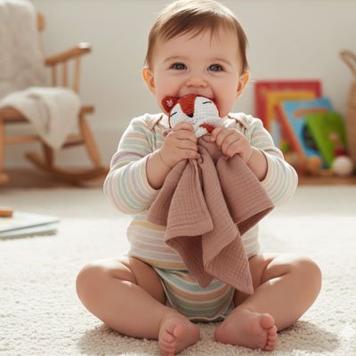 Doudou renard avec bébé