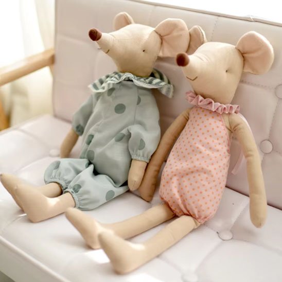 Doudou souris rose et verte