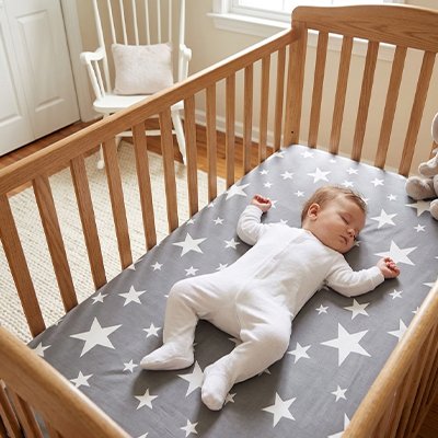 Drap housse lit bebe étoiles