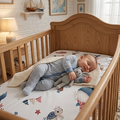 Drap housse lit bébé marin