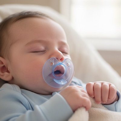 Tétine bébé transparente bleu